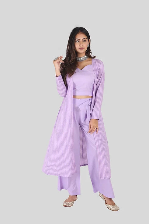 Lilac Co Ord Set With Jacket
